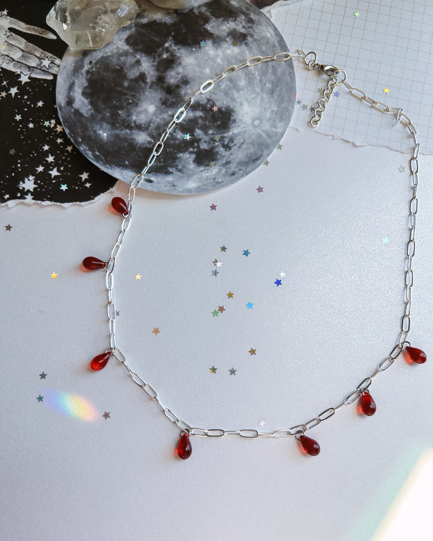 Blood Drop Silver Necklace