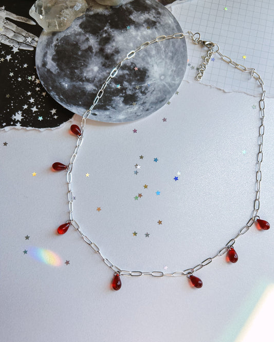 Blood Drop Silver Necklace